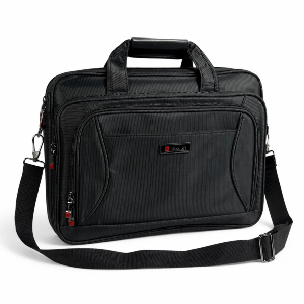 Сумка для ноутбука Leather B1078 чорна з CORDURA з кріпленням на валізу