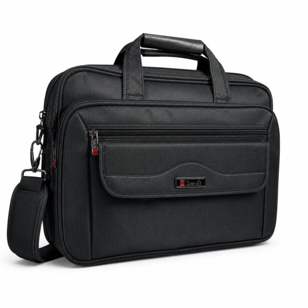 Сумка для ноутбука Leather RL1058 чорна з CORDURA з кріпленням на валізу