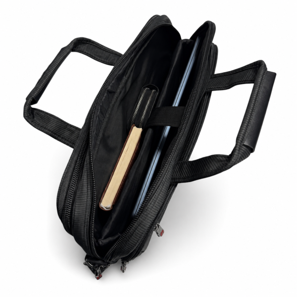 Сумка для ноутбука Leather RL1058 чорна з CORDURA з кріпленням на валізу
