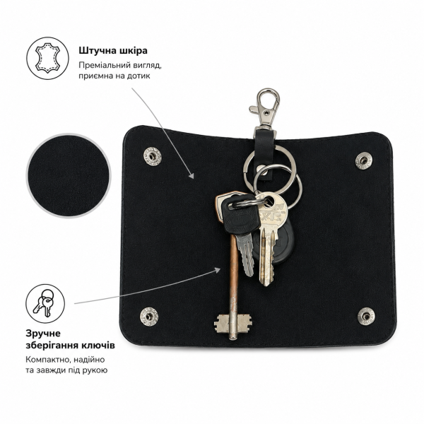 Ключниця BagWay зі штучної шкіри чорна 15×12 см