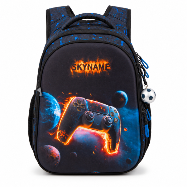 Шкільний рюкзак з принтом геймпада SkyName для хлопчика з ортопедичною спинкою, чорний