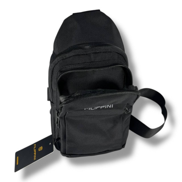 Практичная и стильная мужская сумка через плечо, текстильная, чорна Практичная и стильная мужская сумка через плечо, текстильная, чорна