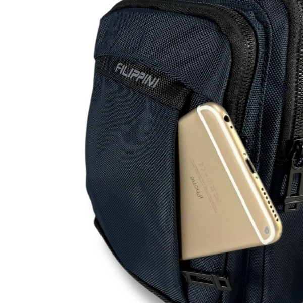 Практичная и стильная мужская сумка через плечо, текстильная, синяя.