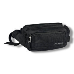Мужская поясная сумка-бананка, черная, на 2 отделения Мужская поясная сумка-бананка, черная, на 2 отделения
