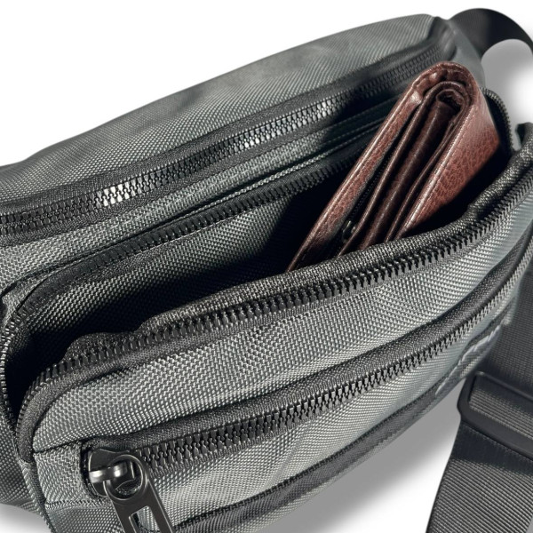 Мужская поясная сумка-бананка, сіра, на 2 отделения Мужская поясная сумка-бананка, сіра, на 2 отделения