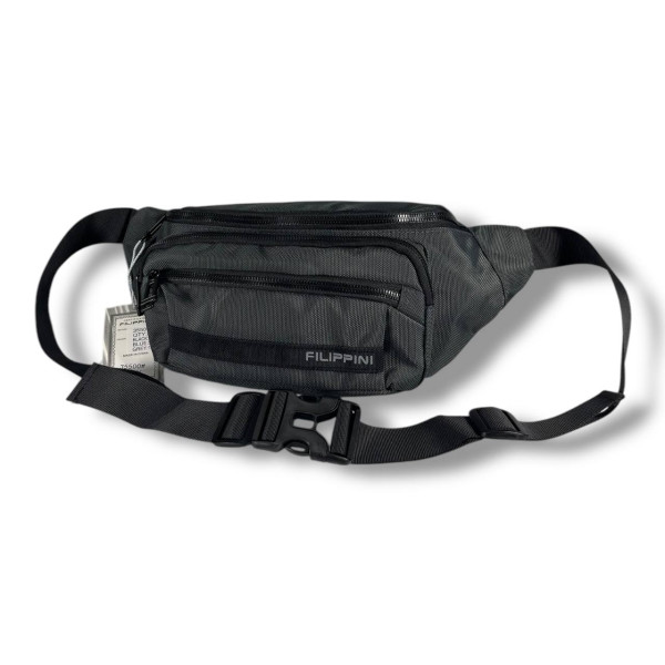 Мужская поясная сумка-бананка, сіра, на 2 отделения Мужская поясная сумка-бананка, сіра, на 2 отделения