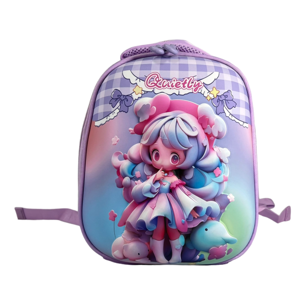 Дитячий рюкзак з батьківським повідком, фіолетовий малюнок аніме