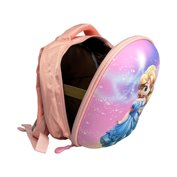 Детский рюкзак с родительским поводком, розовый рисунок принцесса