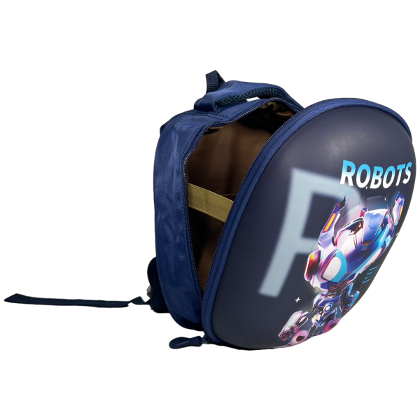 Детский рюкзак рисунок робот, с родительским поводком, синий Детский рюкзак рисунок робот, с родительским поводком, синий