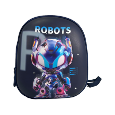 Детский рюкзак рисунок робот, с родительским поводком, синий