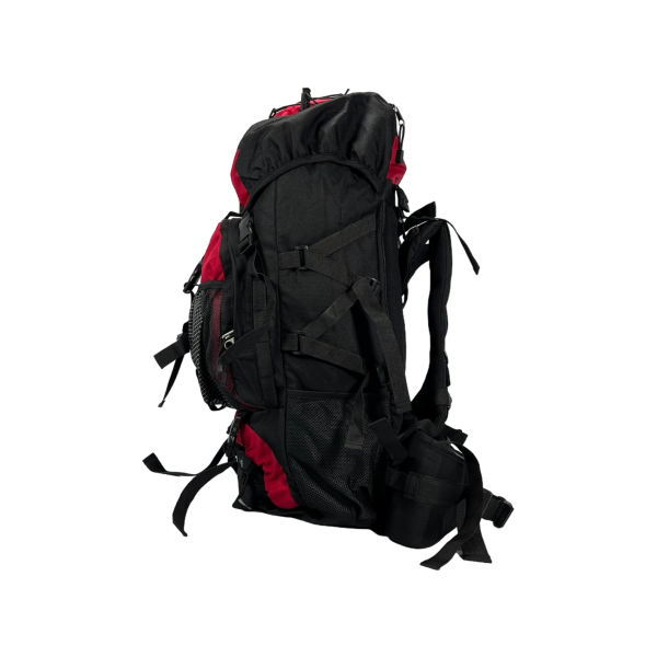 Туристичний рюкзак з анатомічною спинкою, 60 л, чорний з червоним