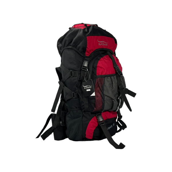 Туристичний рюкзак з анатомічною спинкою, 60 л, чорний з червоним