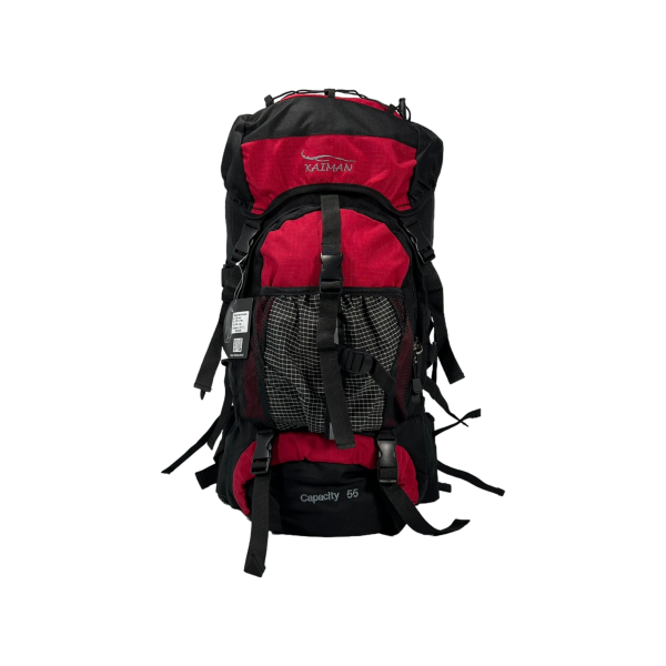 Туристичний рюкзак з анатомічною спинкою, 60 л, чорний з червоним