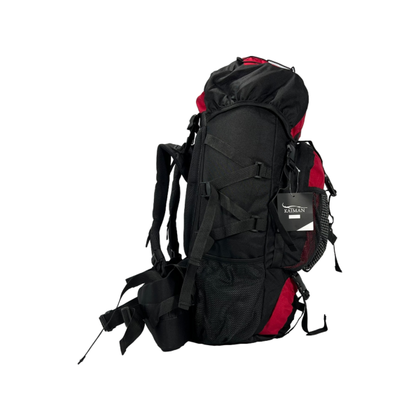 Туристичний рюкзак з анатомічною спинкою, 60 л, чорний з червоним