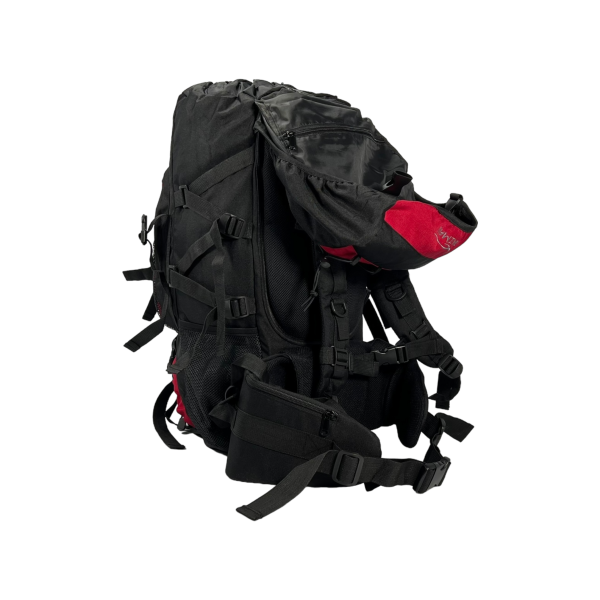 Туристичний рюкзак з анатомічною спинкою, 60 л, чорний з червоним