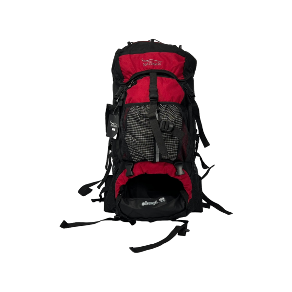 Туристичний рюкзак з анатомічною спинкою, 60 л, чорний з червоним