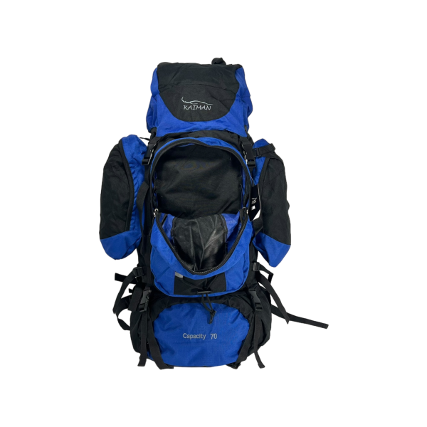 Туристичний рюкзак з анатомічною спинкою, на 80 л, колір чорний з синім