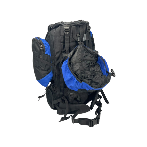 Туристичний рюкзак з анатомічною спинкою, на 80 л, колір чорний з синім