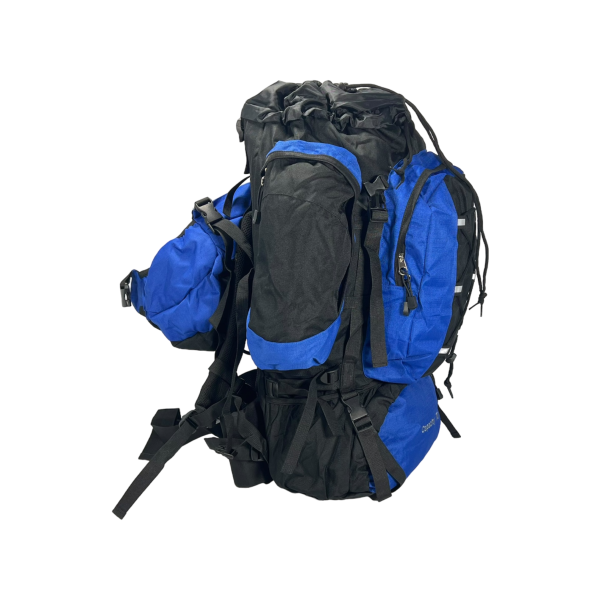 Туристичний рюкзак з анатомічною спинкою, на 80 л, колір чорний з синім