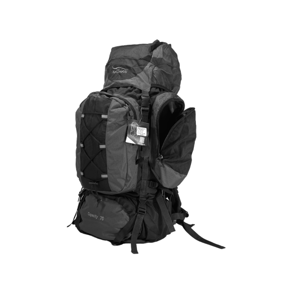 Туристичний рюкзак з анатомічною спинкою, 80 л, чорний з сірим