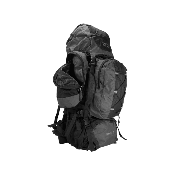 Туристичний рюкзак з анатомічною спинкою, 80 л, чорний з сірим