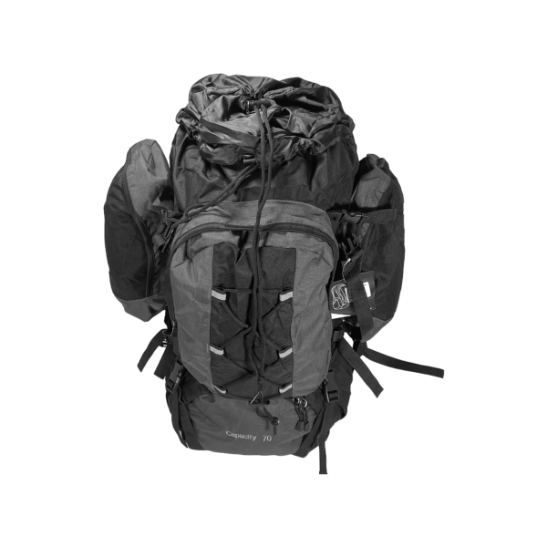 Туристичний рюкзак з анатомічною спинкою, 80 л, чорний з сірим