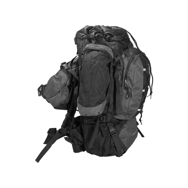 Туристичний рюкзак з анатомічною спинкою, 80 л, чорний з сірим