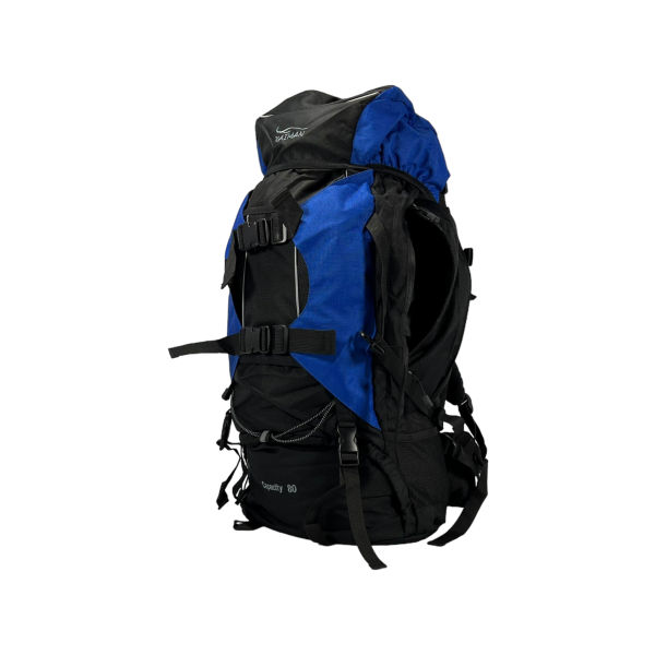 Туристичний рюкзак з анатомічною спинкою, на 80 л, чорний з синім