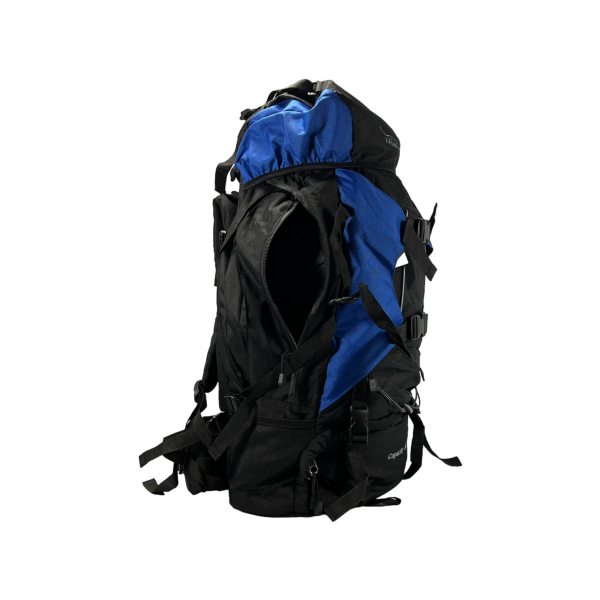 Туристичний рюкзак з анатомічною спинкою, на 80 л, чорний з синім