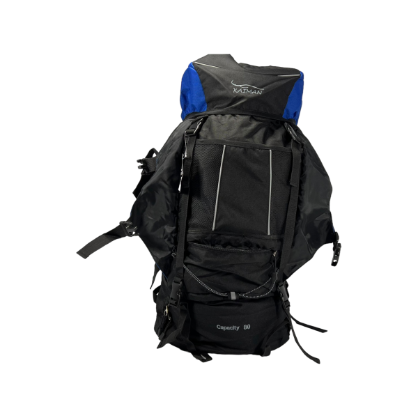 Туристичний рюкзак з анатомічною спинкою, на 80 л, чорний з синім