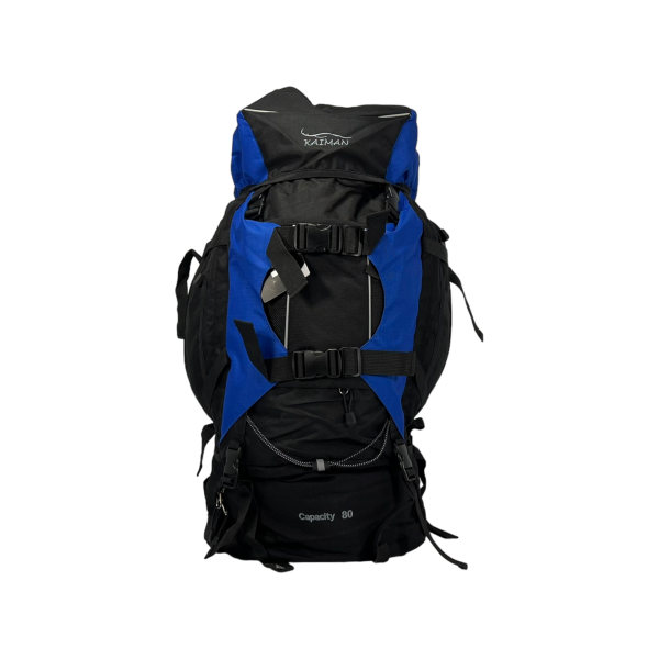 Туристичний рюкзак з анатомічною спинкою, на 80 л, чорний з синім