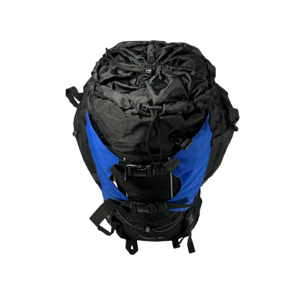 Туристичний рюкзак з анатомічною спинкою, на 80 л, чорний з синім