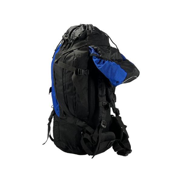 Туристичний рюкзак з анатомічною спинкою, на 80 л, чорний з синім