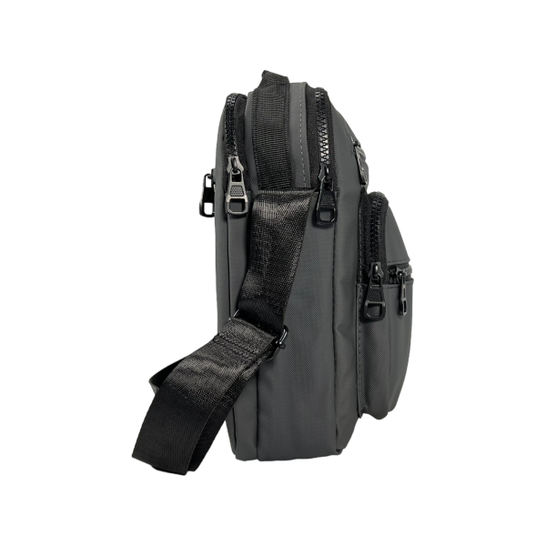 Прочная сумка через плечо, вместительная, 5 отделений, цвет серый Прочная сумка через плечо, вместительная, 5 отделений, цвет серый