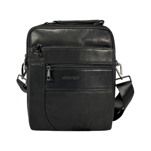 Качественная и функциональная сумка через плечо из натуральной кожи, 5 л, черная