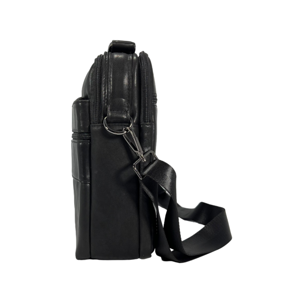 Качественная и функциональная сумка через плечо из натуральной кожи, 5 л, черная Качественная и функциональная сумка через плечо из натуральной кожи, 5 л, черная