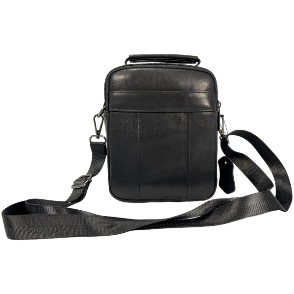 Стильная и функциональная сумка через плечо, кожаная, черная Стильная и функциональная сумка через плечо, кожаная, черная
