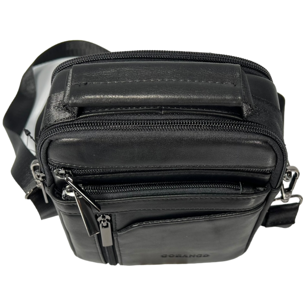 Стильная и функциональная сумка через плечо, кожаная, черная Стильная и функциональная сумка через плечо, кожаная, черная