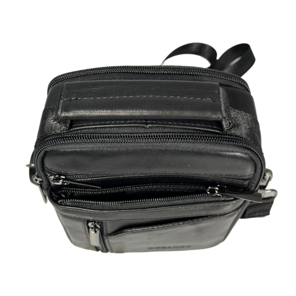 Стильная и функциональная сумка через плечо, кожаная, черная Стильная и функциональная сумка через плечо, кожаная, черная