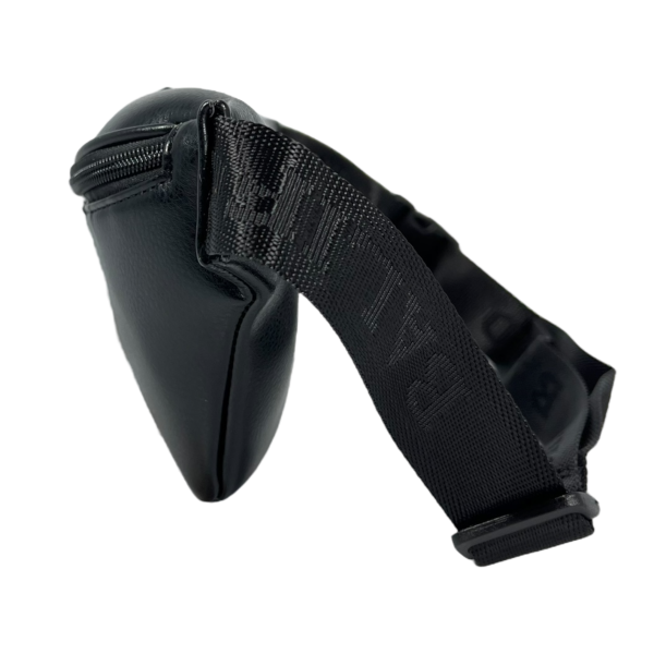 Женская сумка-бананка из экокожи, два отделения, водонепроницаемая ткань, черная Женская сумка-бананка из экокожи, два отделения, водонепроницаемая ткань, черная