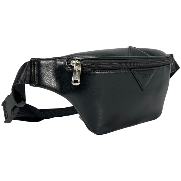 Женская сумка-бананка из экокожи, два отделения, водонепроницаемая ткань, черная Женская сумка-бананка из экокожи, два отделения, водонепроницаемая ткань, черная