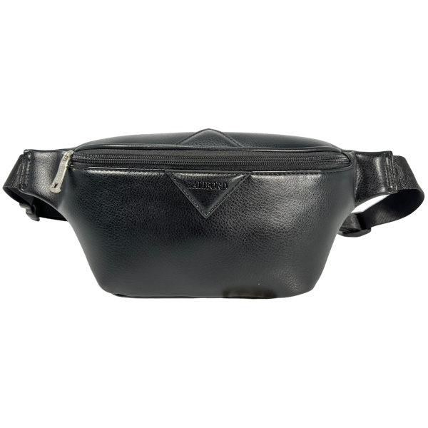 Женская сумка-бананка из экокожи, два отделения, водонепроницаемая ткань, черная