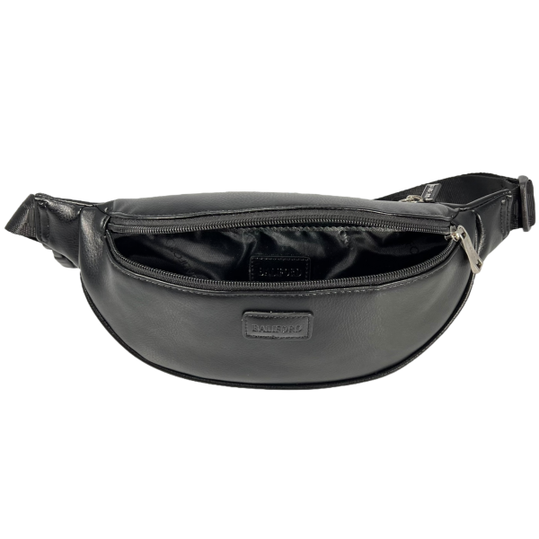 Сумка-бананка на два отделения из экокожи для женщин, черная Сумка-бананка на два отделения из экокожи для женщин, черная