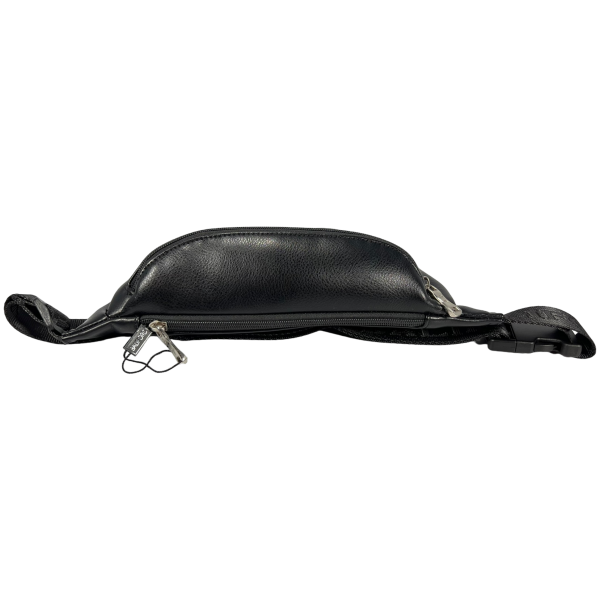 Сумка-бананка на два отделения из экокожи для женщин, черная Сумка-бананка на два отделения из экокожи для женщин, черная