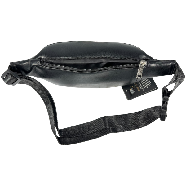 Сумка-бананка на два отделения из экокожи для женщин, черная Сумка-бананка на два отделения из экокожи для женщин, черная