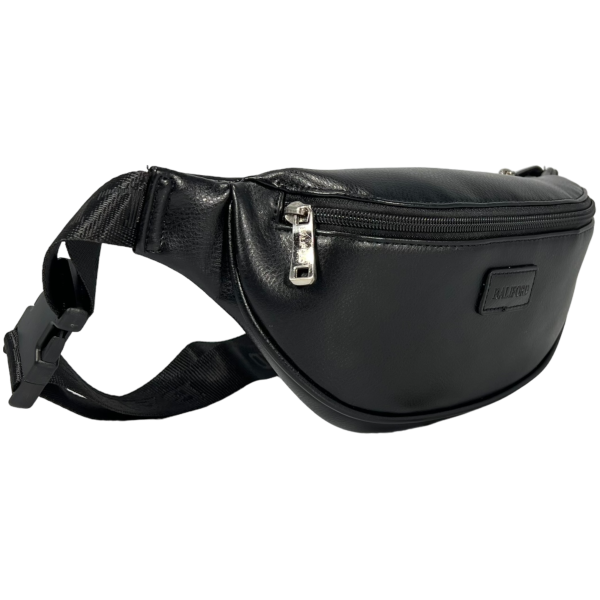 Сумка-бананка на два отделения из экокожи для женщин, черная Сумка-бананка на два отделения из экокожи для женщин, черная