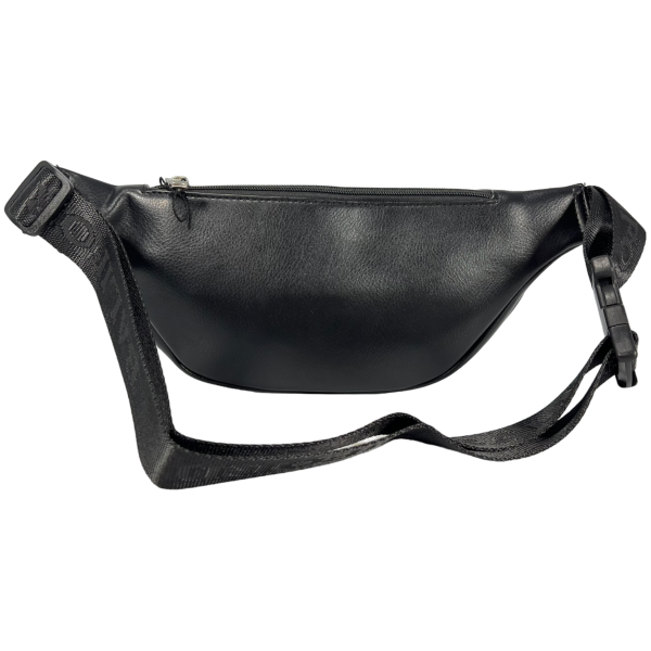 Сумка-бананка на два отделения из экокожи для женщин, черная Сумка-бананка на два отделения из экокожи для женщин, черная