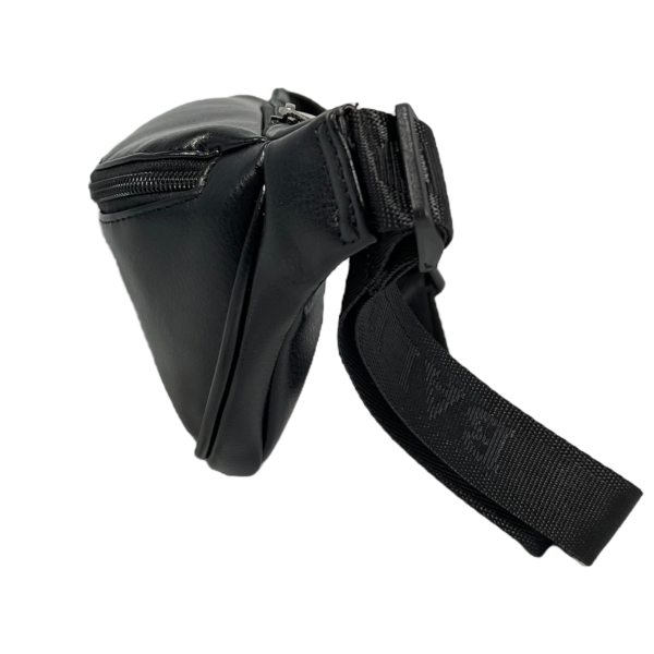 Сумка-бананка на два отделения из экокожи для женщин, черная Сумка-бананка на два отделения из экокожи для женщин, черная