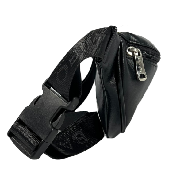 Сумка-бананка на два отделения из экокожи для женщин, черная Сумка-бананка на два отделения из экокожи для женщин, черная