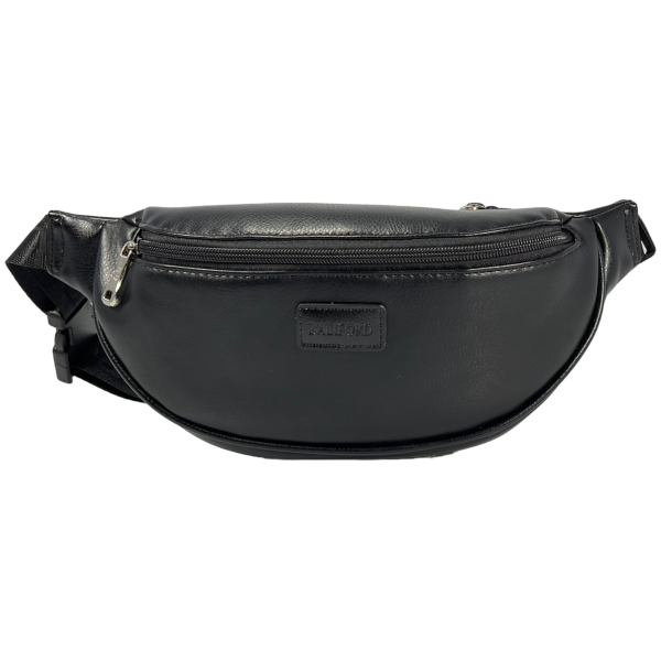 Сумка-бананка на два отделения из экокожи для женщин, черная